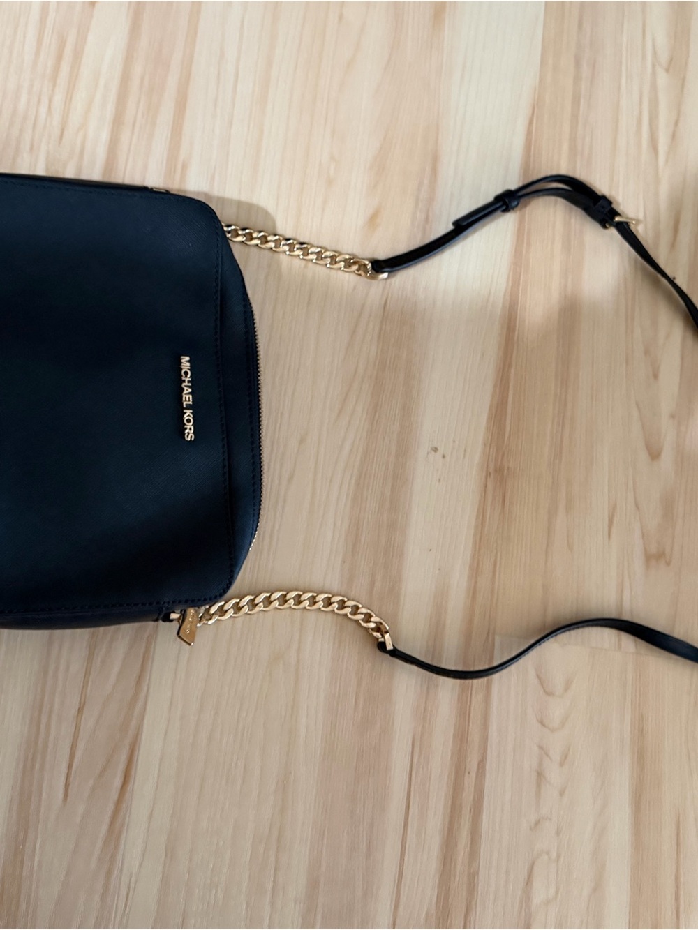 Michael Kors Black Crossbody Bag with Gold Chain Strap